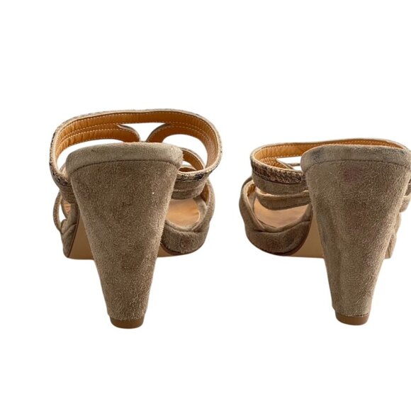 SALAMBO Shoes Mules Heel Sandals Suede w/ Snake Women's Size Eu 39 US 8.5 - Picture 4 of 10